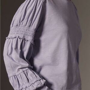 Pilcro Lavender Long Sleeve Top with Gathered Sleeves